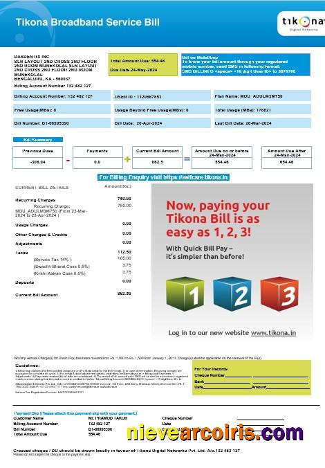 INDONESIA TIKONA business utility bill